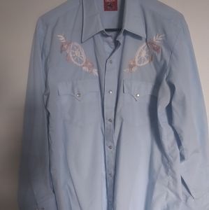 Vintage Western Pearl Snap Shirt Embroidered